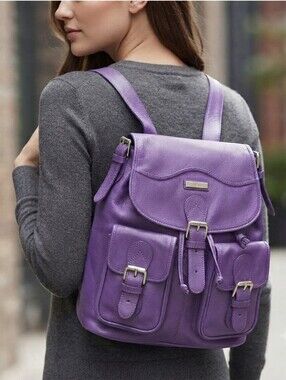 Purple Leather Women's Convertible Backpack